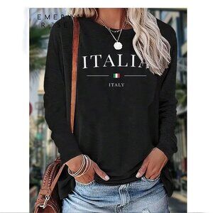 New WOMEN'S ITALY SPORTS TEE-SHIRT Black Size XL